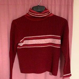 Red turtleneck sweater